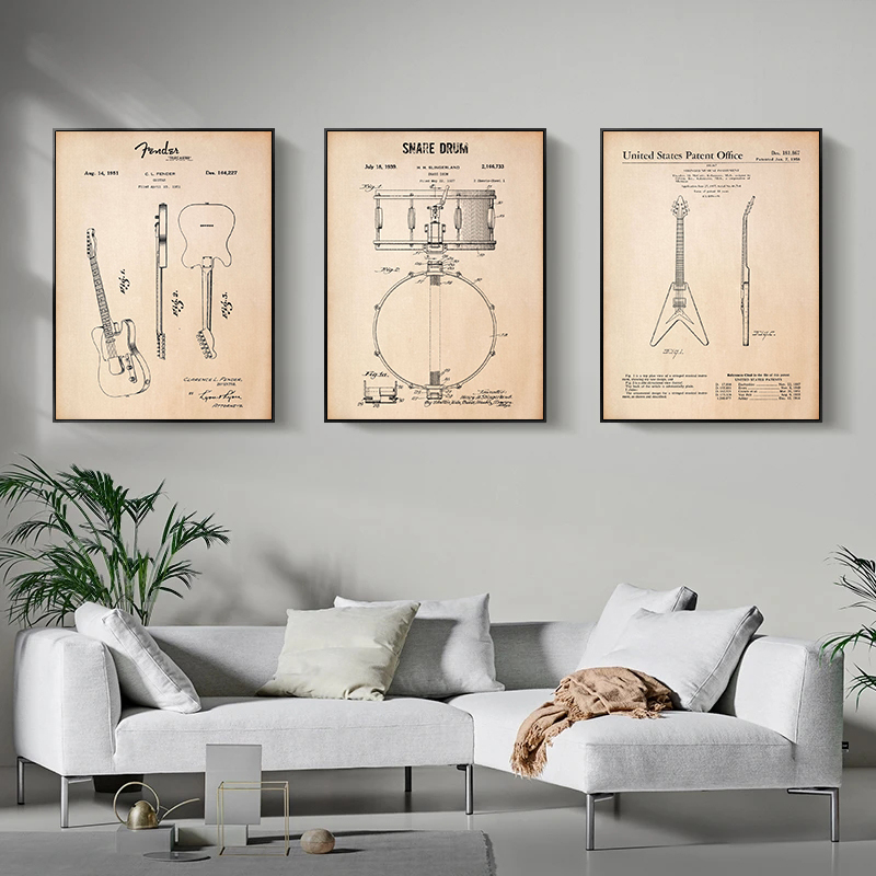 Patent drawing poster musical  – Musical Instrument In Drawing recenzja i cena