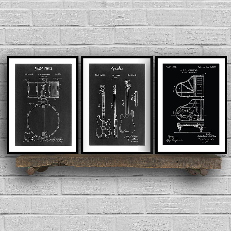 Patent drawing poster musical  – Musical Instrument In Drawing recenzja i cena