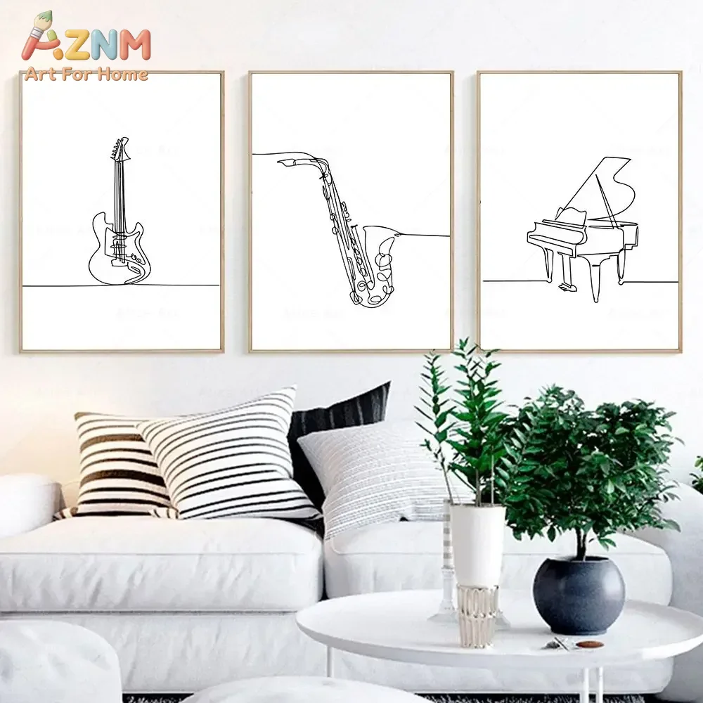 AZNM Minimalist One Line Art M – Musical Instrument In Drawing recenzja i cena