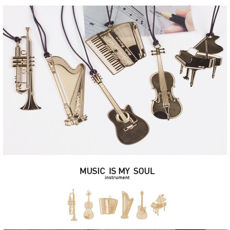 6pcs Music Metal Bookmark Gold – Musical Instrument Book recenzja i cena