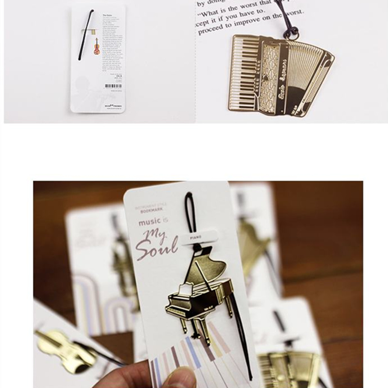 6pcs Music Metal Bookmark Gold – Musical Instrument Book recenzja i cena
